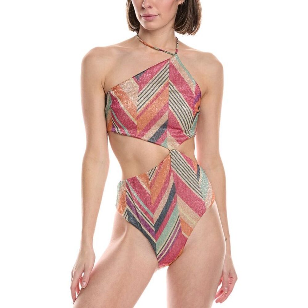 DEVON WINDSOR Multicolor Chevron One-Piece Swim